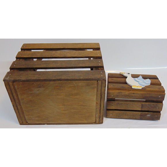 Baskets Wood Slat Duck Heart Hand Basket Round Handle Decorative Vintage - Picture 7 of 7